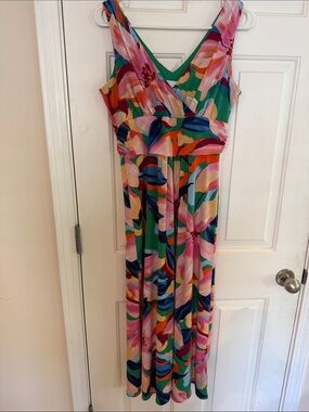 Pappagallo Floral Maxi Dress S Small Colorful Vibrant Summer Resort Beach